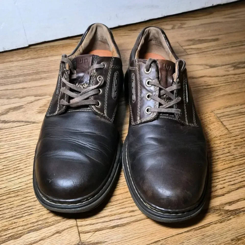 Clarks Unstructured Brown Leather Casual Shoes‎ Comfort Mens 9.5M